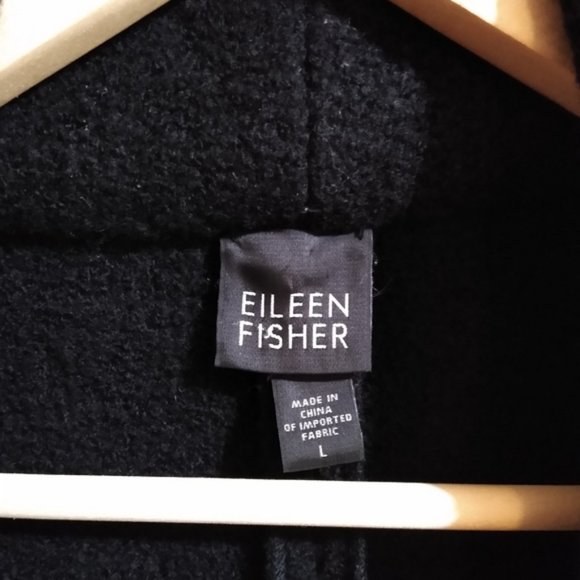Eileen Fisher Long Black Wool Coat - Picture 7 of 8